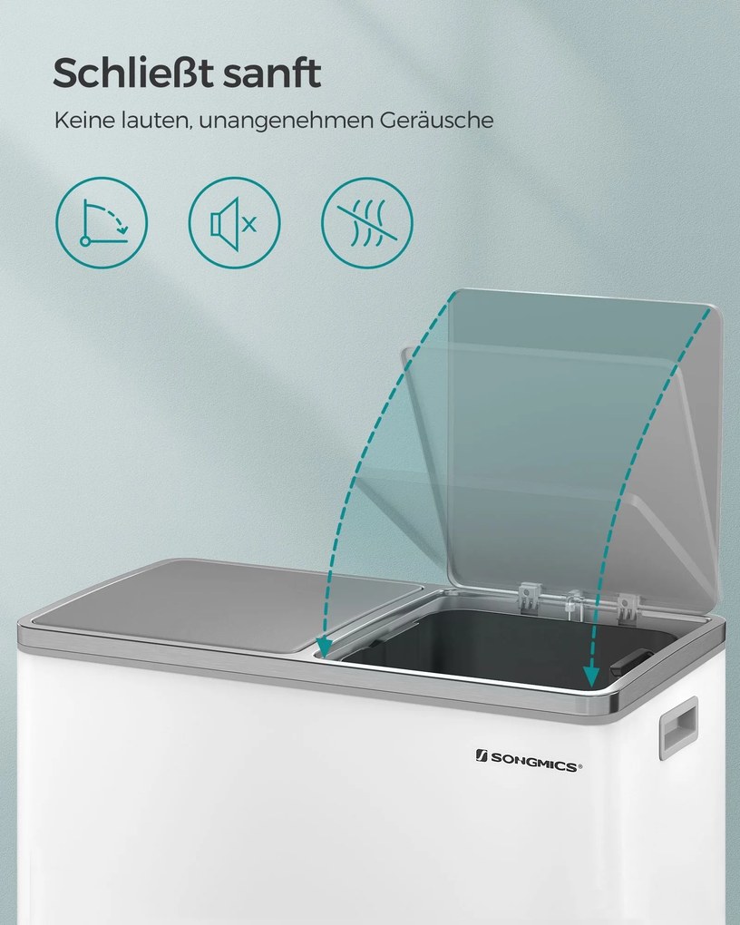 Szelektív szemeteskuka 2x30L, fehér