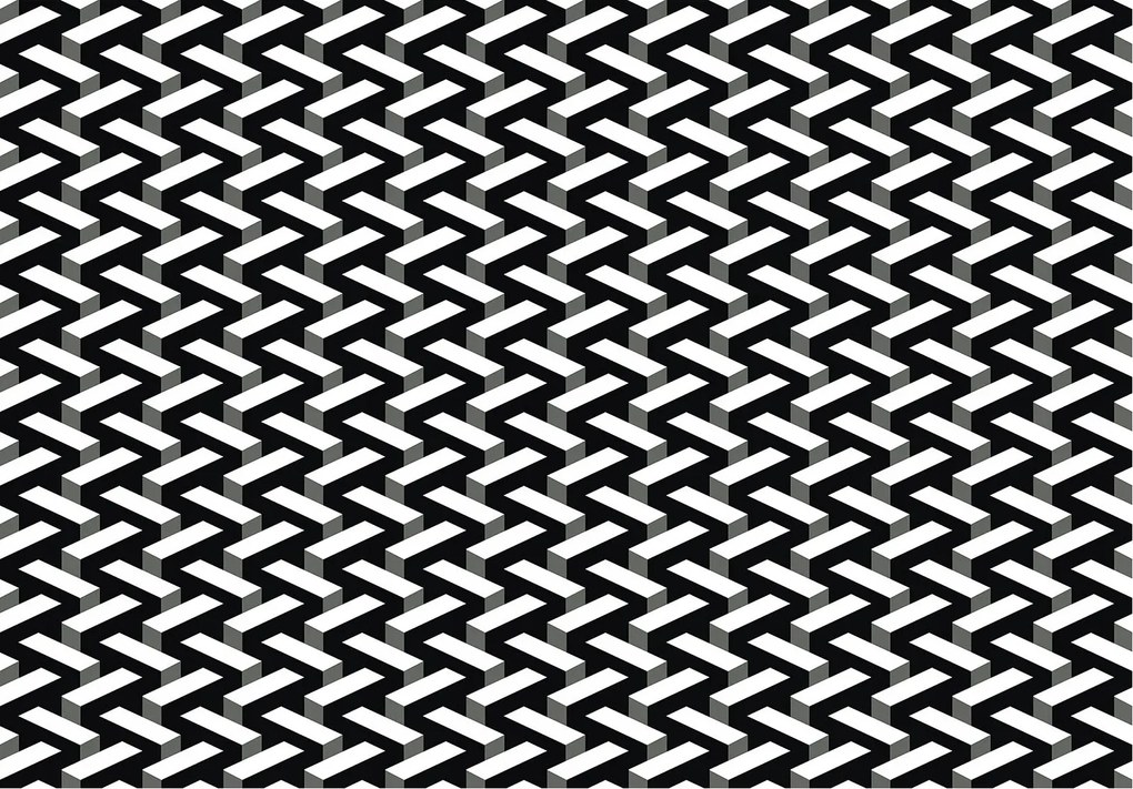 Tapéta Geometria Perspektíva Illúzió Absztrakt Fekete-fehér 312x219 +ragasztó