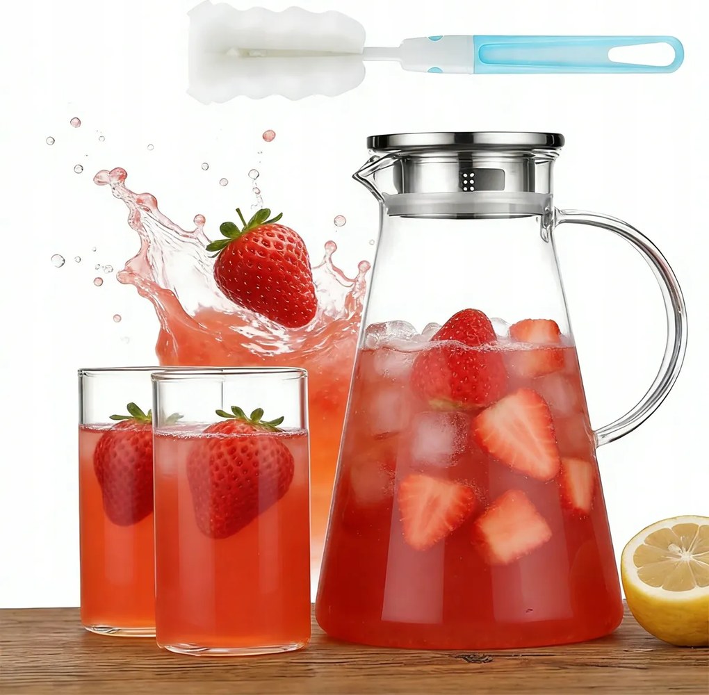 Üvegkancsó 2 l-es, zárható üvegkancsó italokhoz