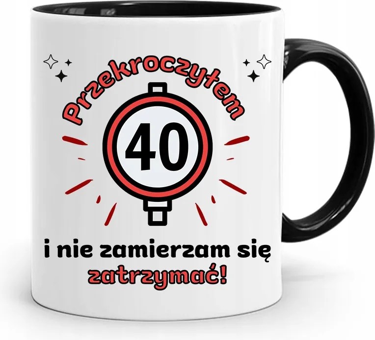 Születésnapra 40 40-es 40-es Bögre Fekete Ajándék fényképes nyomattal