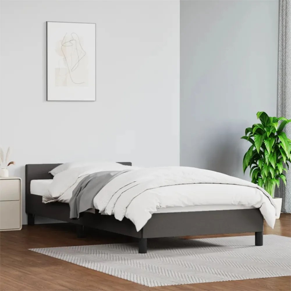 szürke ágykeret fejtámlával matrac nélkül 80 x 200 cm