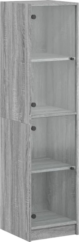 vidaXL szürke sonoma színű magasszekrény üvegajtókkal 35 x 37 x 142 cm