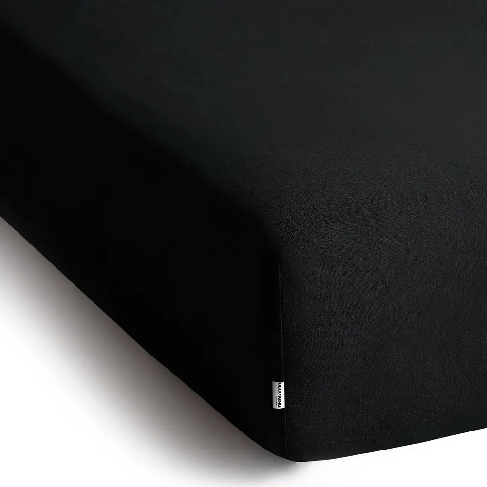 Fekete gumis jersey lepedő 220x200 cm Amber – Restilo