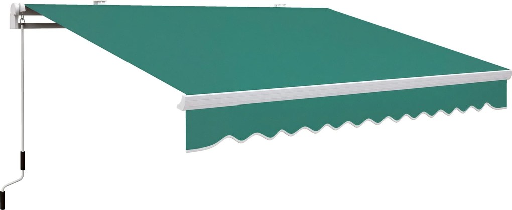 Outsunny Kézi Retró Awning 395x245 cm Erkély Napernyő Vízálló és UV-ellenálló Fém Kériozással Kültéri Összecsukható Napernyő Kert, Terasz és Ablakok S