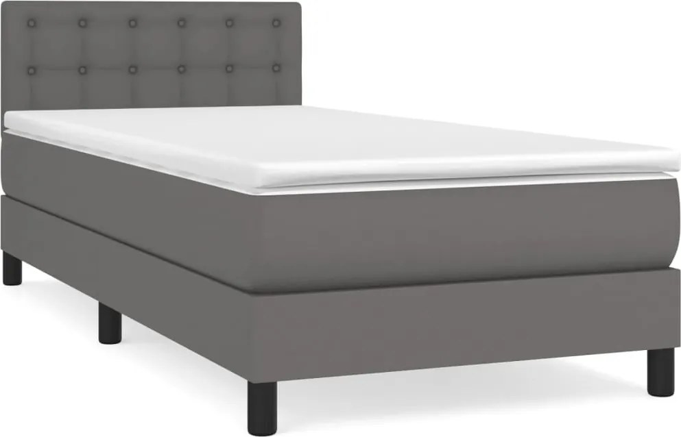 vidaXL szürke műbőr rugós ágy matraccal 80 x 200 cm