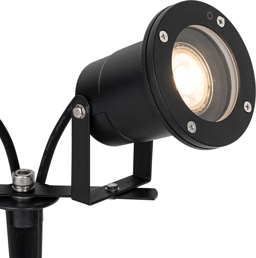 Modern fekete kerti spotlámpa kábellel és dugóval 150cm 2-lámpás IP65 - Basic