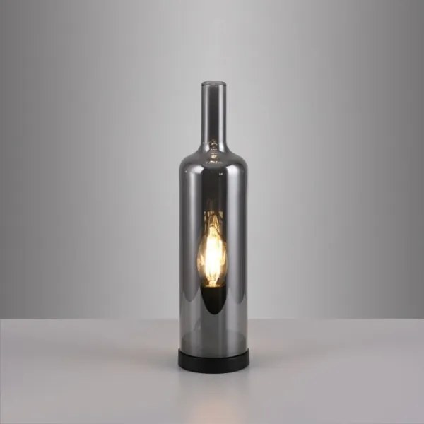 JUST LIGHT. 14006-25 - Asztali lámpa BOTTLE 1xE14/25W/230V fekete/füstszínű