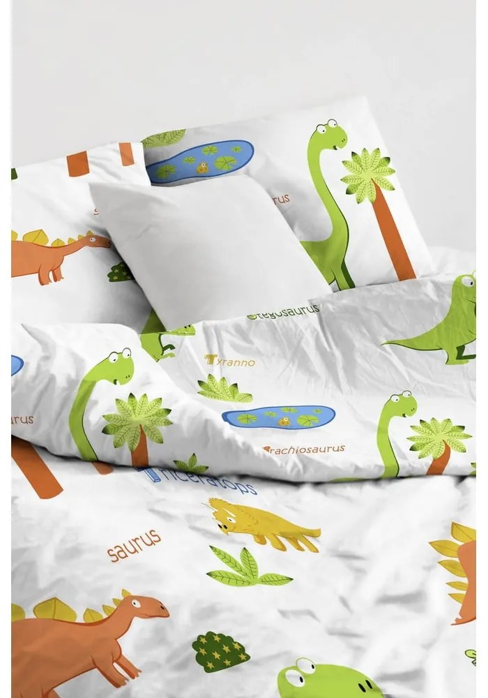 Fehér egyszemélyes gyerek ágyneműhuzat 140x200 cm Dinolar – Mijolnir