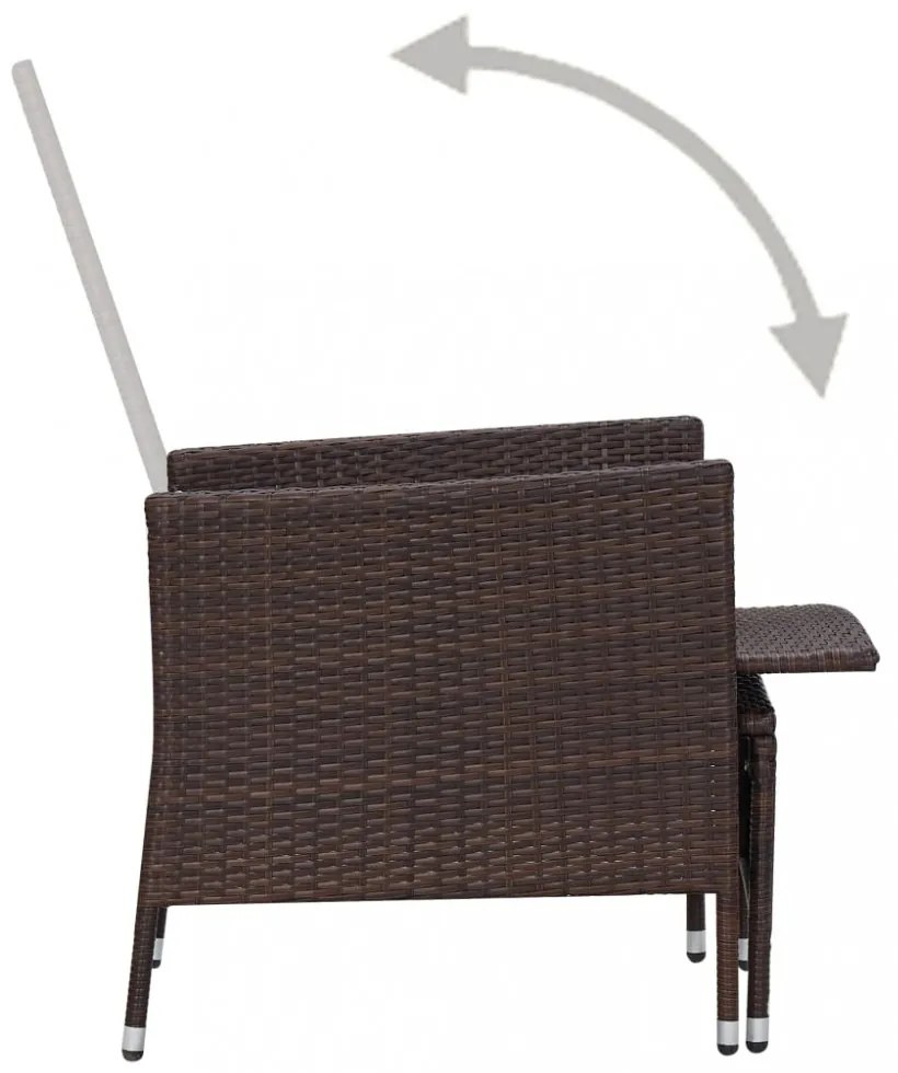 3 részes barna polyrattan kerti ülőgarnitúra párnákkal