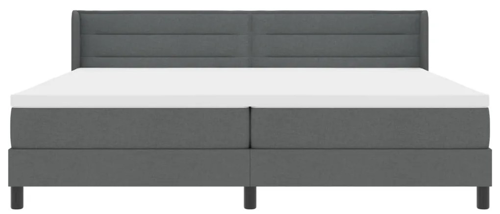 Boxspring ágy matraccal sötétszürkében, 200 x 200 cm, szövet