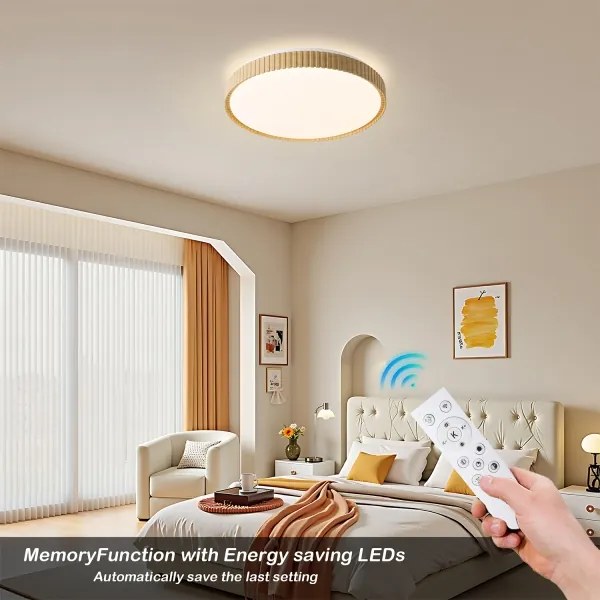 Brilagi-LED Fényerőszabályozható mennyezeti lámpa CORVO LED/72W/230V 3000-6000K fa dekor átm. 50 cm + távirányító