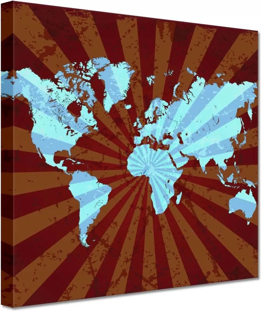 Festmények 20x20 Kék világtérkép