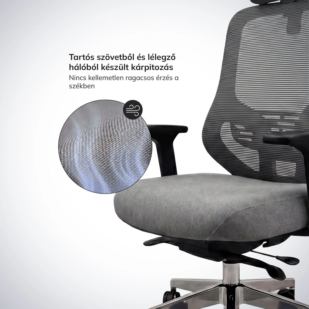 Ergonomikus hálós irodai szék sötétszürke AXIS