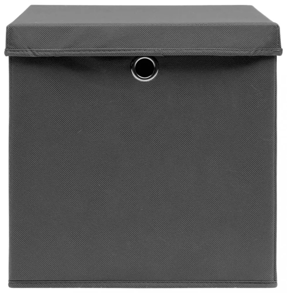 10 db szürke szövet tárolódoboz fedéllel 32 x 32 x 32 cm