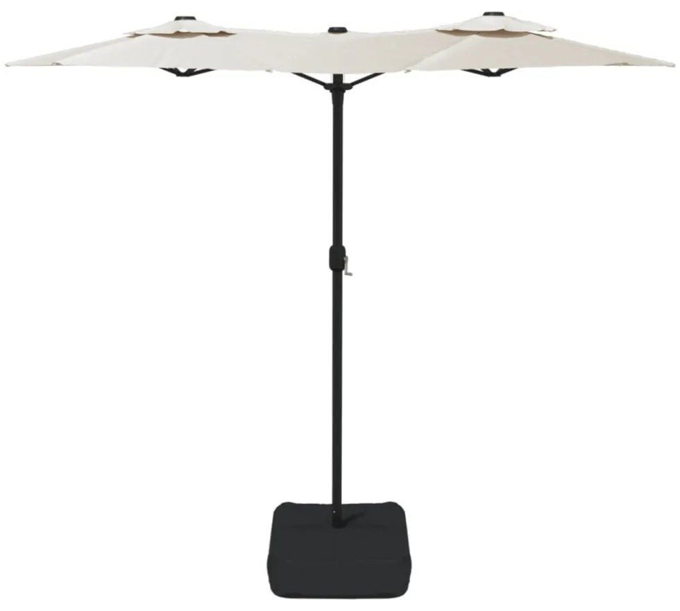 homokfehér dupla tetős napernyő LED-ekkel 316x145 cm