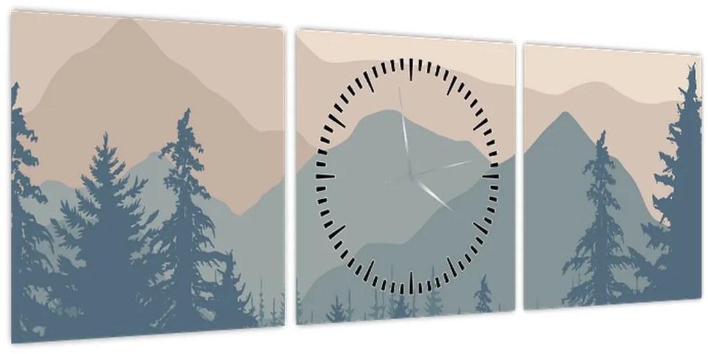 Kép - Türkiz hegység N⁰2 (órával) (90x30 cm)