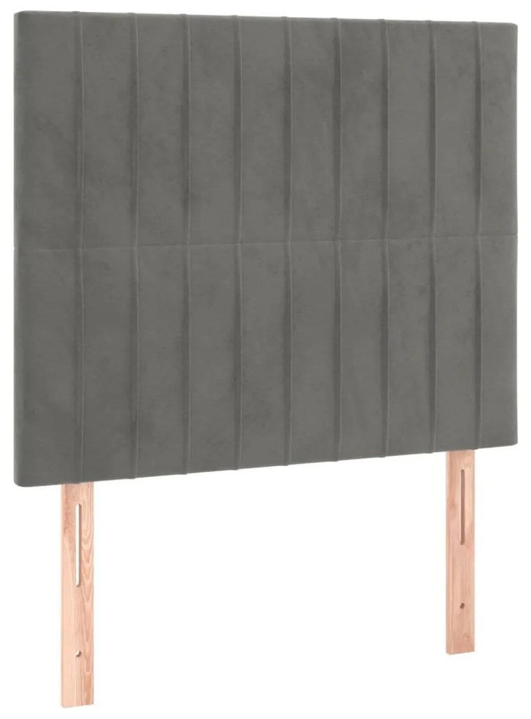 világosszürke bársony LED-es fejtámla 90x5x118/128 cm