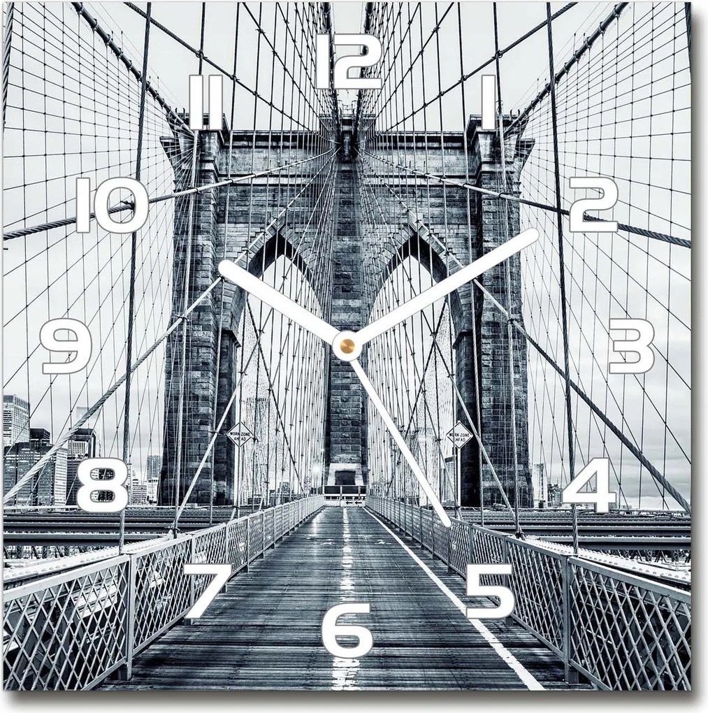 Üveg falióra négyszögletes Brooklyn híd 30x30 cm
