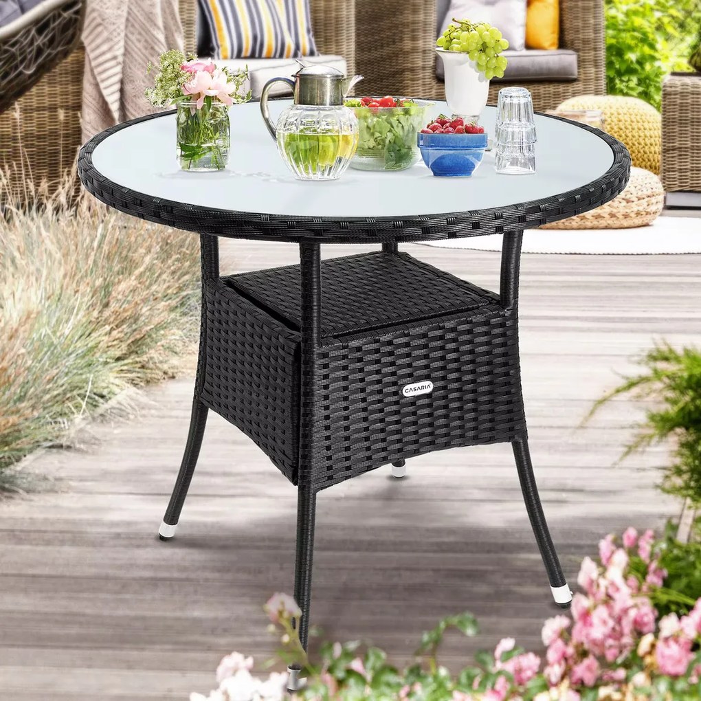 Deuba Rattan asztal Ø 80 cm - fekete