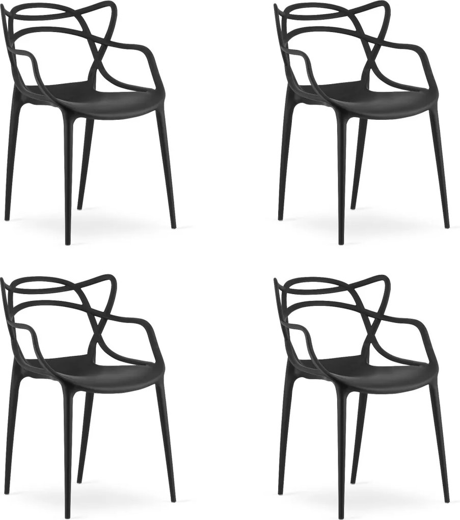 4 db fekete KATO műanyag szék készlet