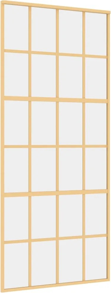 vidaXL aranyszínű átlátszó ESG üveg és alumínium tolóajtó 90 x 205 cm
