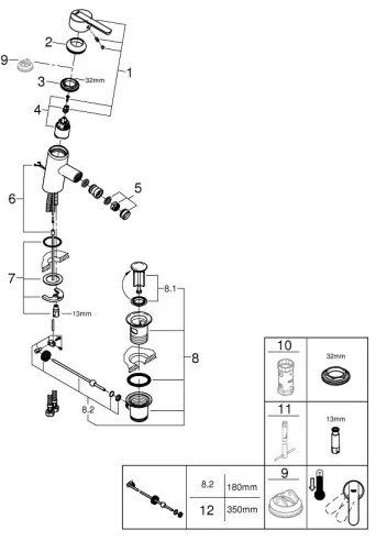 GROHE 32558000 - FEEL bidé csaptelep DN 15, fényes króm