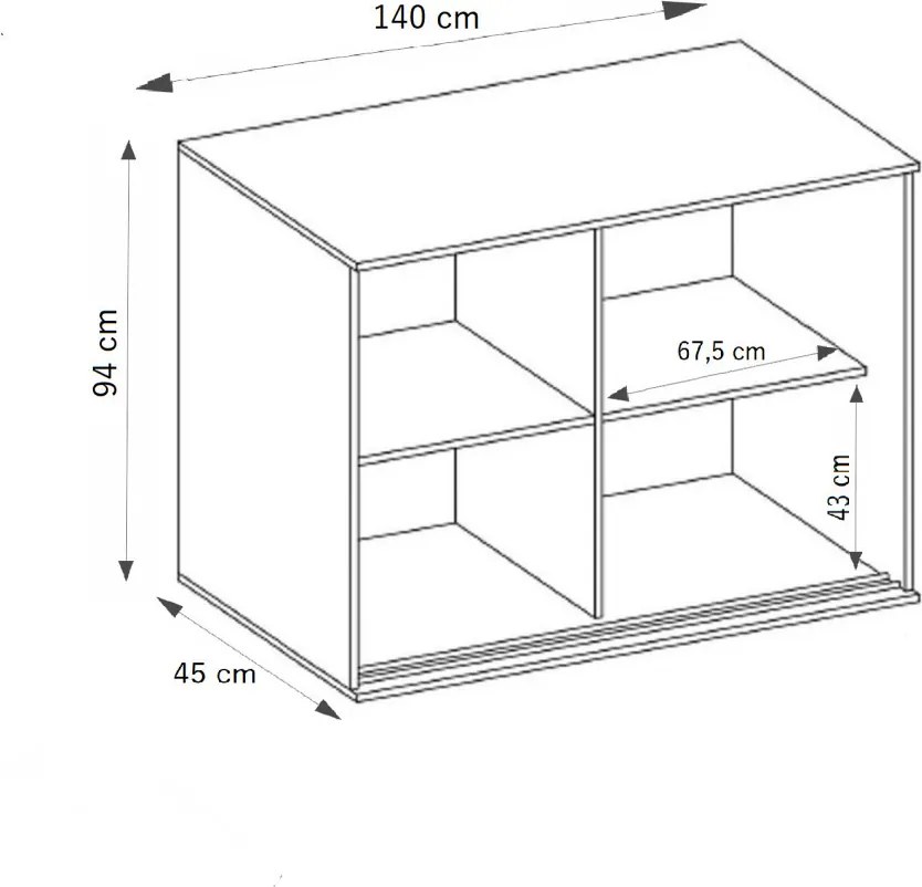 Tablet 2 140 Tolóajtós Komód 140cm, Szürke Hamu