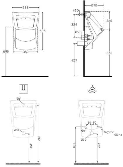 Isvea - PURITY piszoár, fehér