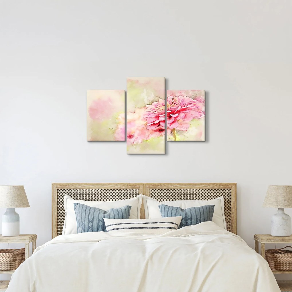 Kép - rózsaszín virág, akvarell (90x60 cm)