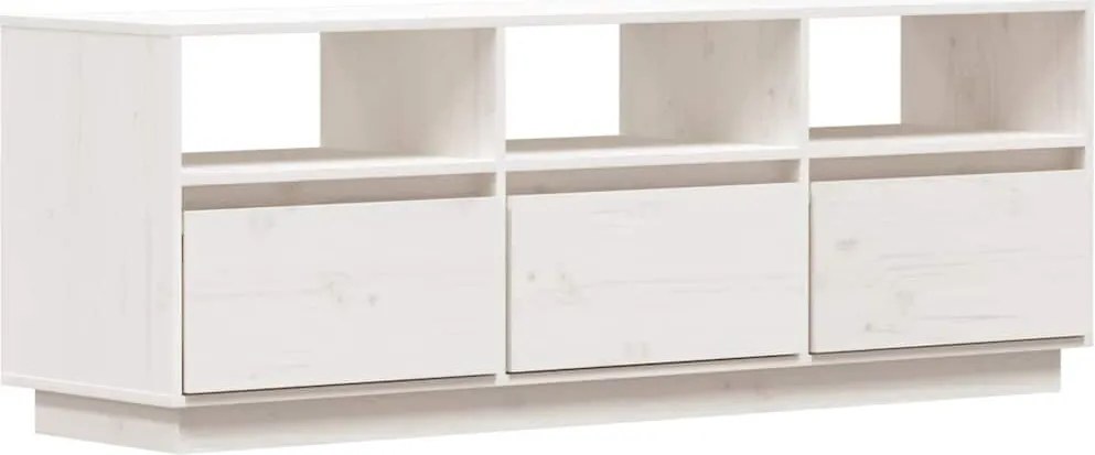 vidaXL fehér tömör fenyőfa TV-szekrény 140x37x50 cm