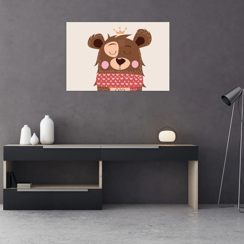 Kép - Teddy maci piros sállal (90x60 cm)