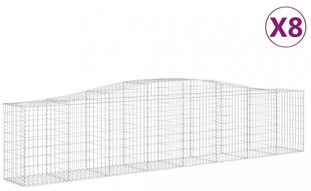 8 db íves horganyzott vas gabion kosár 400x50x80/100 cm