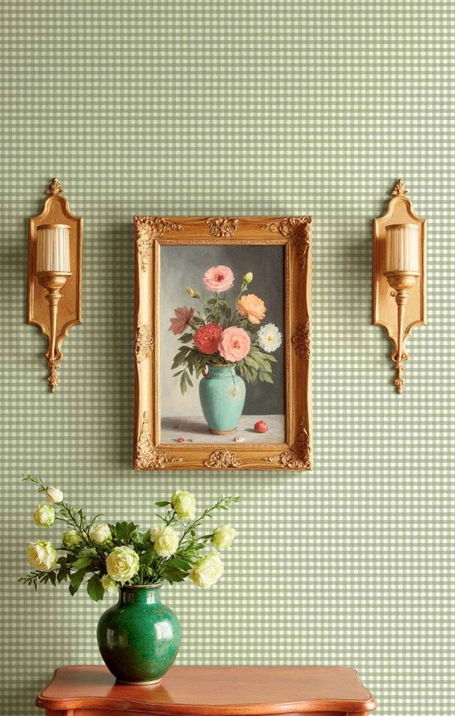 Parato Cristiana Masi Blooming Garden 11 Pique-Nique zöld kockás vlies tapéta – 8393