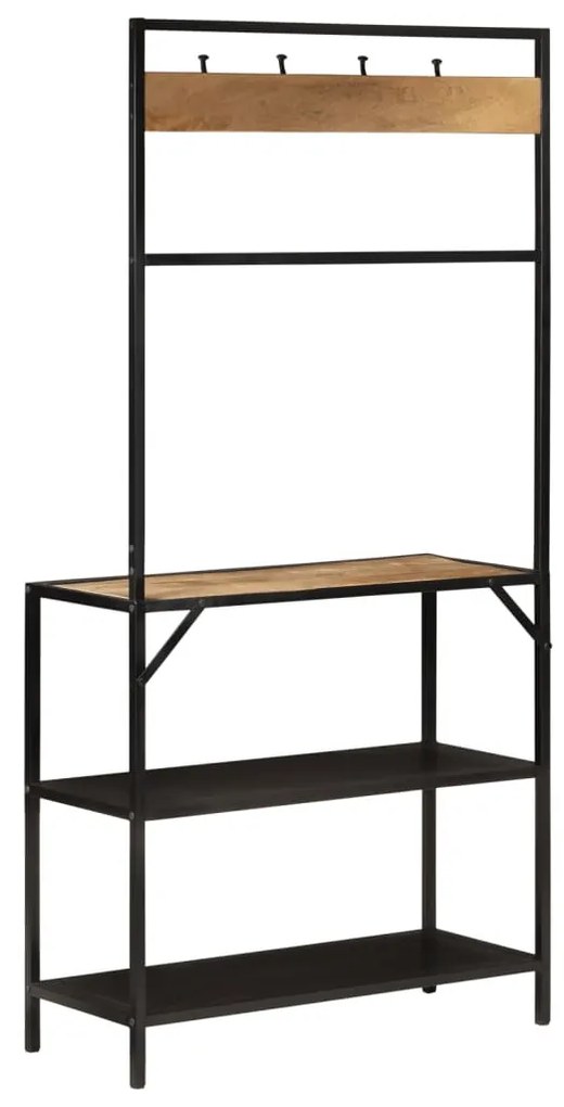tömör mangófa és vas ruhafogas 90 x 35 x 180 cm