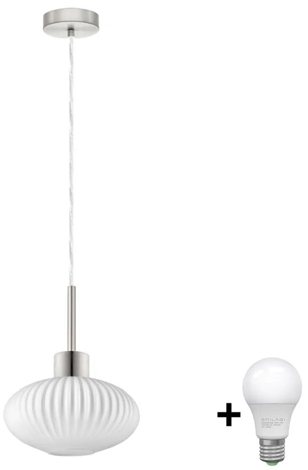 Eglo LED csillár huzalon függő HARMA 1xE27/60W/230V átm. 25 cm matt króm/fehér EG32515V