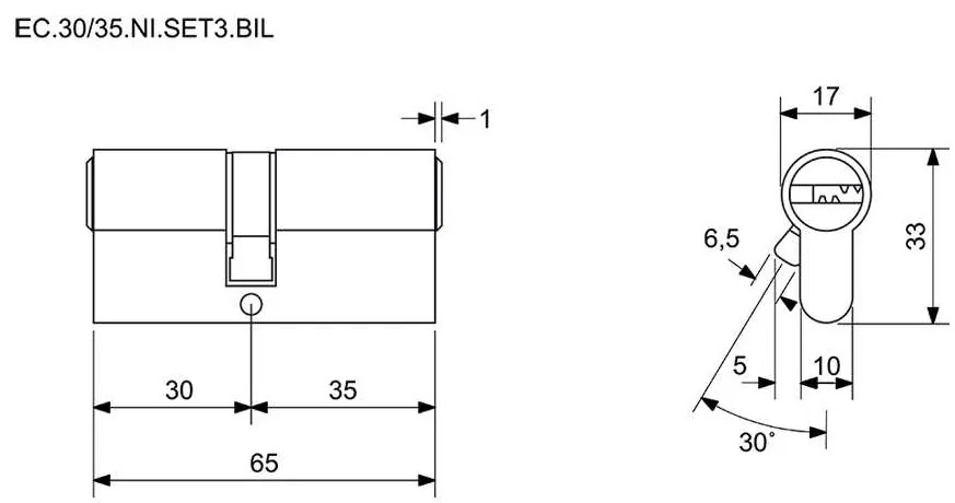 Építőbetét EC 30/35.SET3 közös kulccsal (3 db), fehér