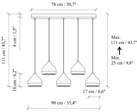 YILDO zsinóros csillár 5xE27/40W/230V fehér/arany