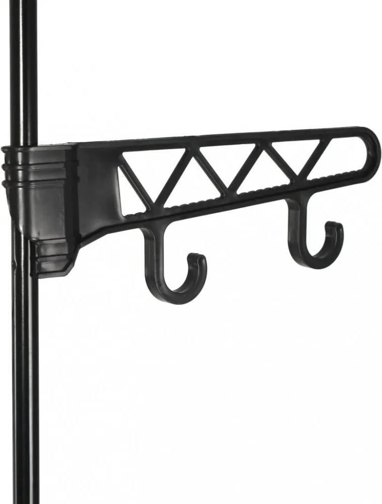 fekete acél/nemszőtt textília ruhaállvány 55 x 28,5 x 175 cm