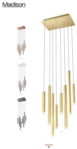 Redo 01-2049 - LED Csillár zsinóron MADISON 8xLED/4W/230V fényezett króm/fekete/réz