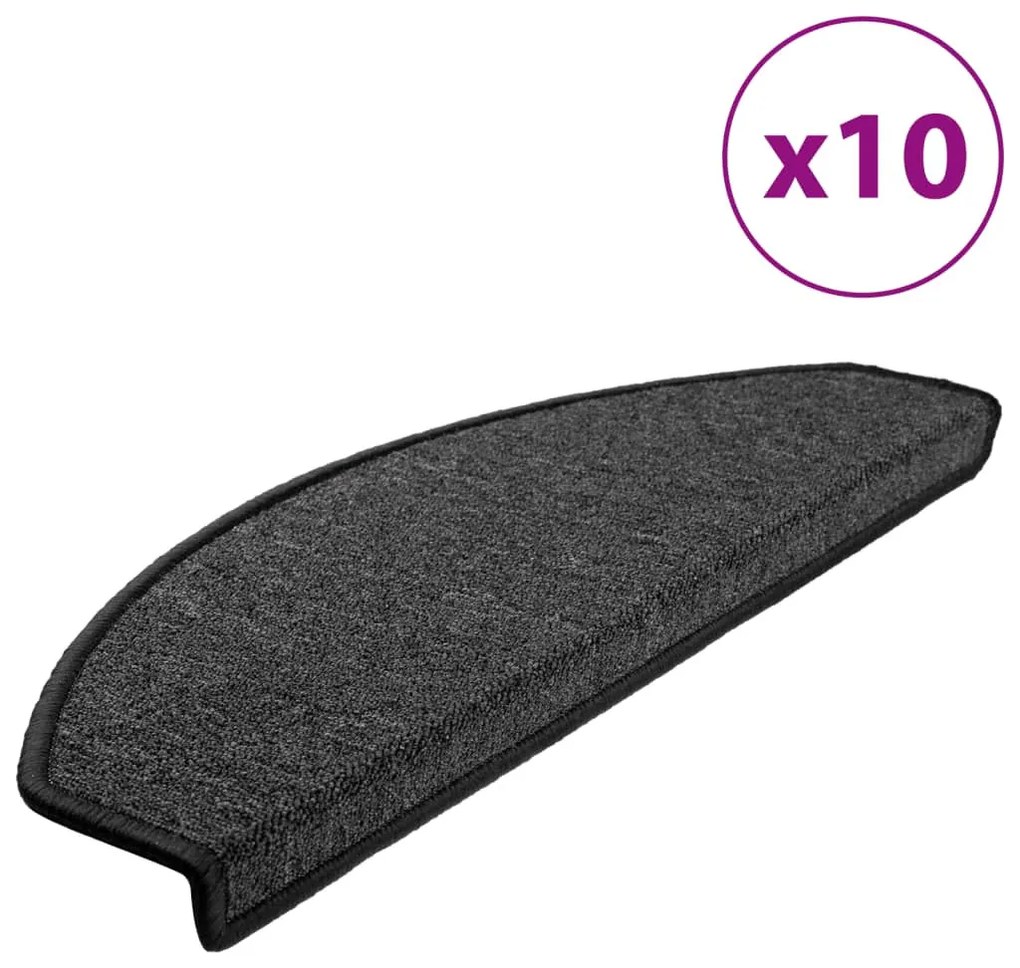 10 db antracitszürke lépcsőszőnyeg 65x24x4 cm