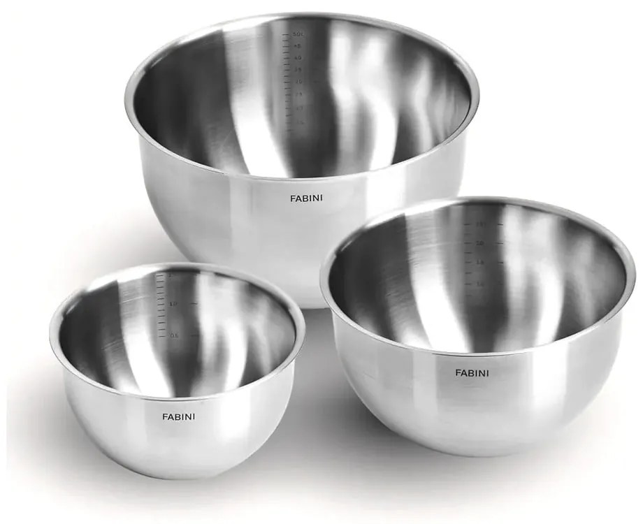 Ezüstszínű rozsdamentes acél tál szett 3 db-os ø 24 cm Lucca 3.0 – FABINI