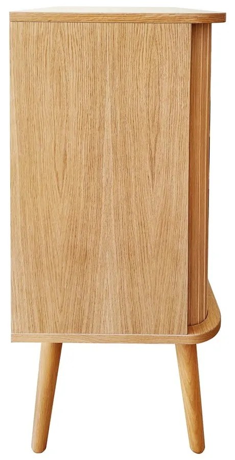 Natúr színű magas komód tolóajtóval, tölgyfa dekorral 83x95 cm Rove – Woodman