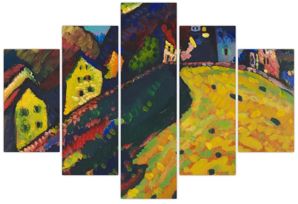 Kép - Vasily Kandinsky, Houses at Murnau, reprodukciók (150x105 cm)