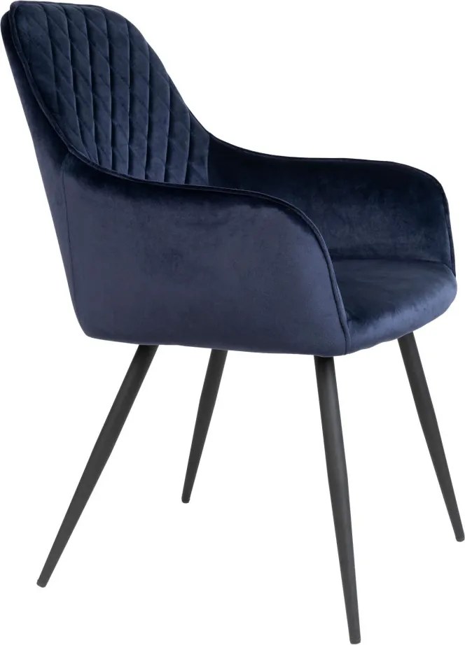 2 db Harbo étkezőszék, kárpitozott, fém lábakkal, bársony, kék