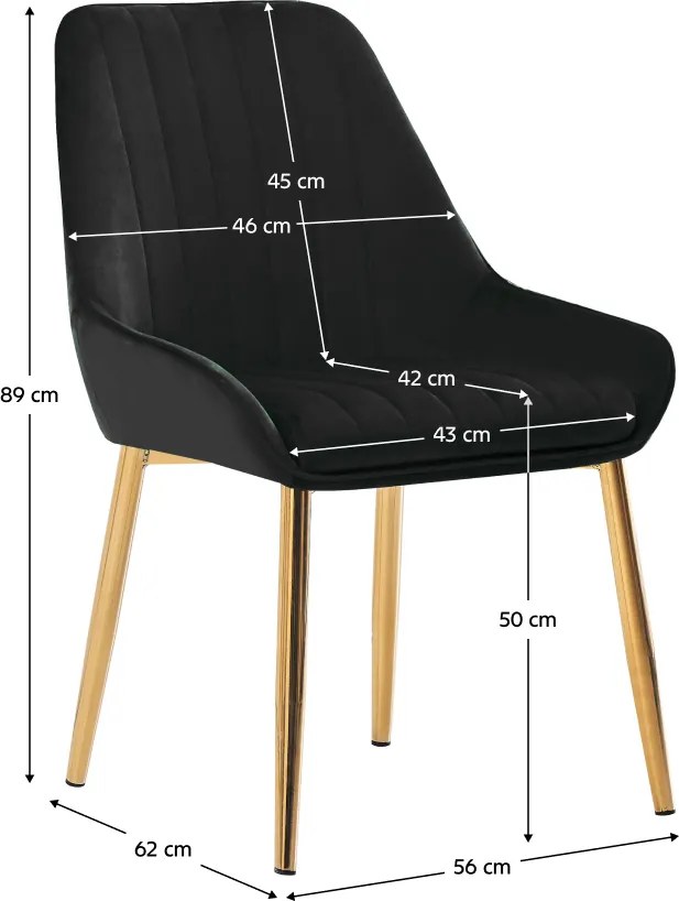 Étkezőszék, fekete Velvet anyag/gold króm-arany, PERLIA
