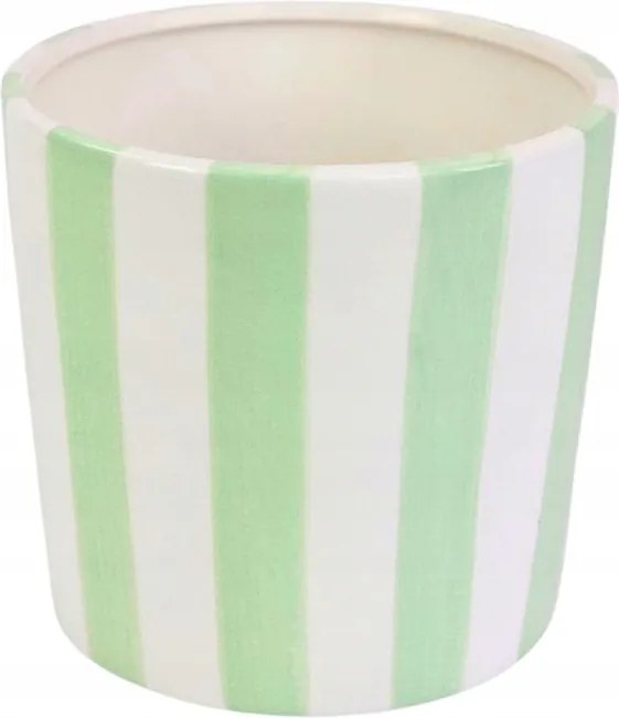 Kerek kerámia kaspó zöld csíkos Vanity Mint 19x20 fényes