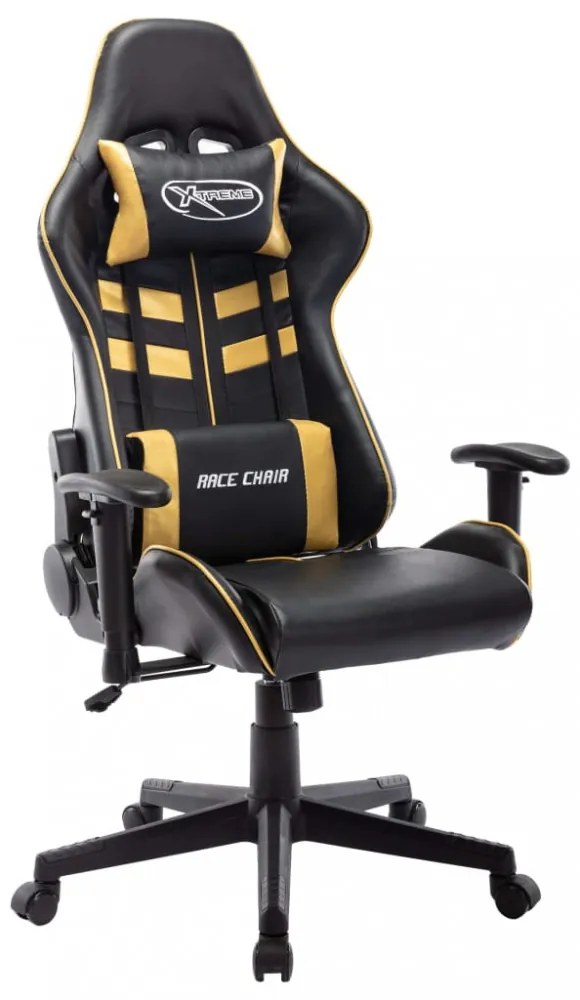 fekete és arany színű műbőr gamer szék