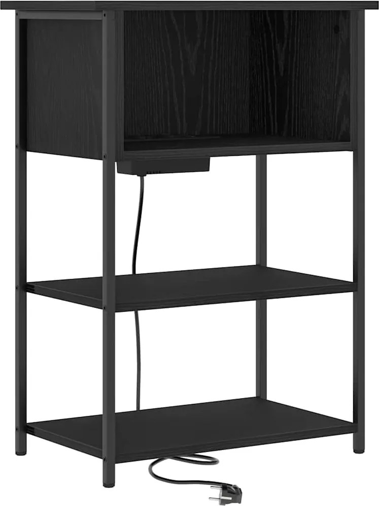 vidaXL Éjjeliszekrény Fekete tölgy 55 x 31 x 76 cm Faanyag