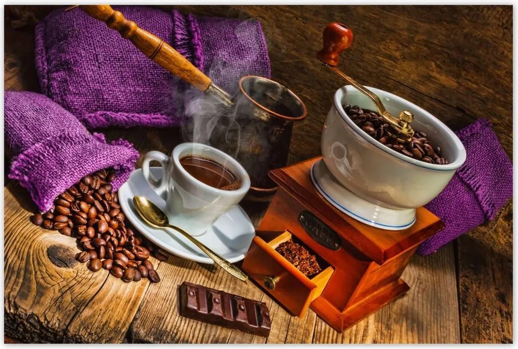 Poszterek 120x80 Lila kávés zsákok