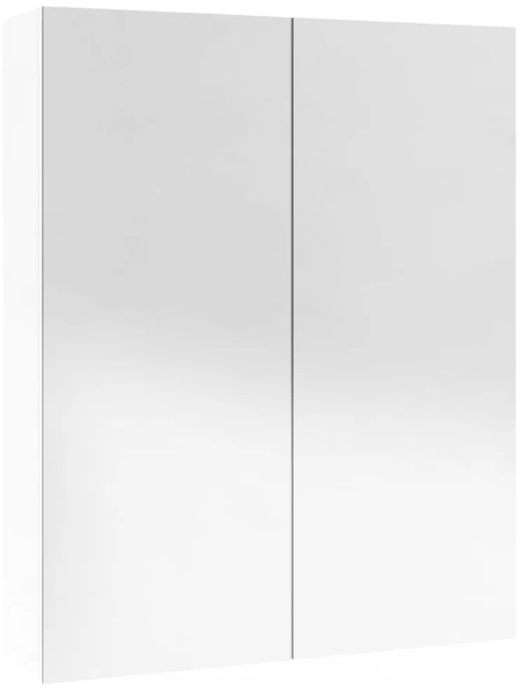 fényes fehér MDF tükrös fürdőszobaszekrény 60 x 15 x 75 cm